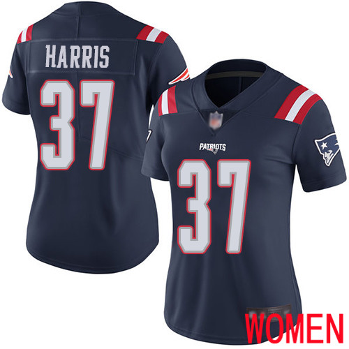New England Patriots Football 37 Rush Vapor Limited Navy Blue Women Damien Harris NFL Jersey